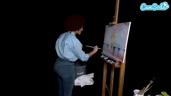 Big Tits MILF Ryan Keely Cosplay As Bob Ross Gets Horny During Painting Tutorial