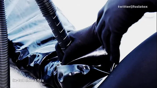 asian latex catsuit lady bondage in sleeppack