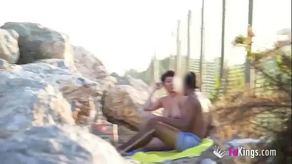 Risk makes her VERY horny! Korin gets drilled next to the public beach