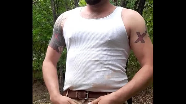 Huge cumshot outdoors