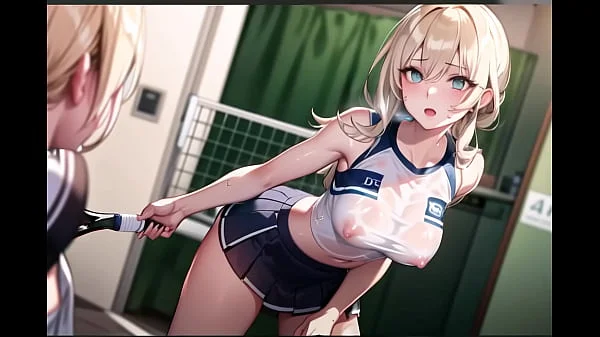 Sexy Young Anime Teens Playing Tennis With Transparent Cloth (with pussy masturbation ASMR sound!) Uncensored Hentai