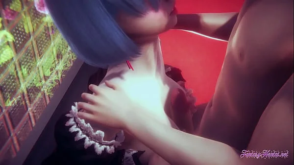 Re Zero Hentai - Rem Hard Sex [Handjob, blowjob, boobjob and threesome] (Uncensored)- Japanese Asian Manga anime game porn