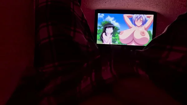 Girl masturbates while watching uncensored lesbian Hentai before bed.