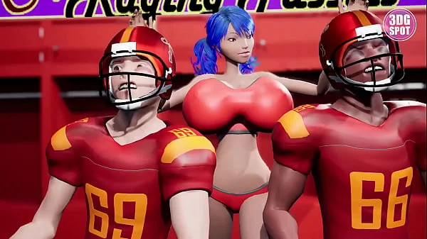 3DGSPOT - Big Titties Teen Gets DP By Two Footbal Players In The Locker Room! 3D CARTOON PORN!