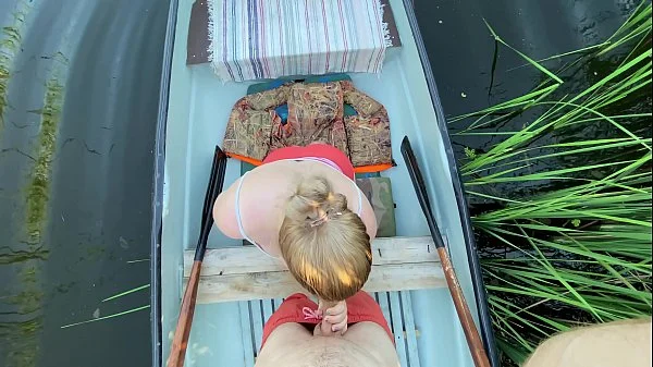 Real outdoor sex in a boat on the lake | 4K POV