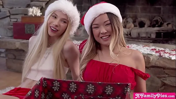 Stepbro gets Asian teen Lulu Chu her pussy in a box for Christmas