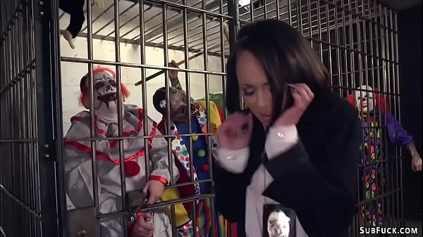 Little slut dap fucked by clowns