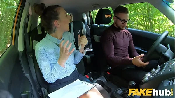 Fake Driving School Female Instructor demands that her pussy is eating to calm herself own