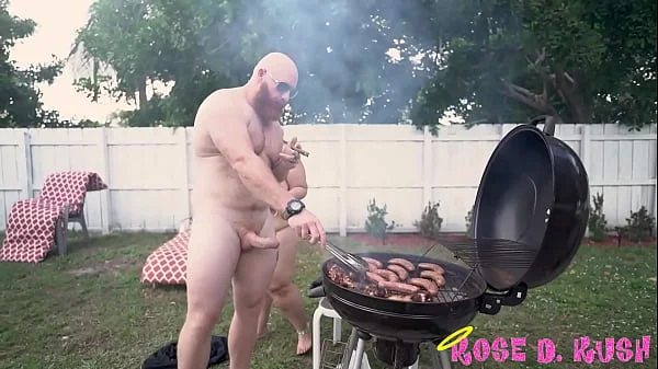 BBW Babe Rose Kush Licks Nipples While Old Man BBQ