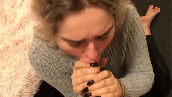 Euro slut Eva drinks COFFEE with CUM!