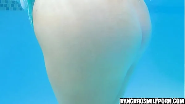 Hot blonde with big tits gets boned in the pool - milf porn