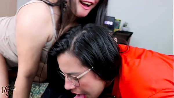 My two step sisters take turns to deepthroat my cock and lick my ass!