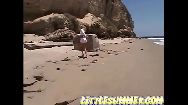 Teen lesbo fingered on the beach - Little Summer