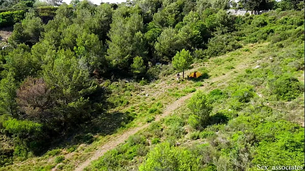 Drone catches young couple fucking outdoors