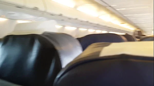 PUBLIC AIRPLANE Handjob and Blowjob